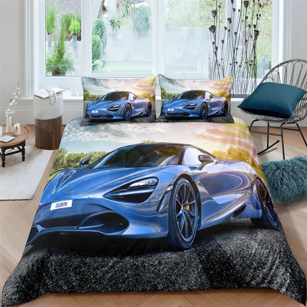 

Modern Teen Home Textile 3D Racing Car Duvet Cover Supercar Bedding Set Boy 2/3pcs Single Size Quilt/Comforter Cover With Zipper