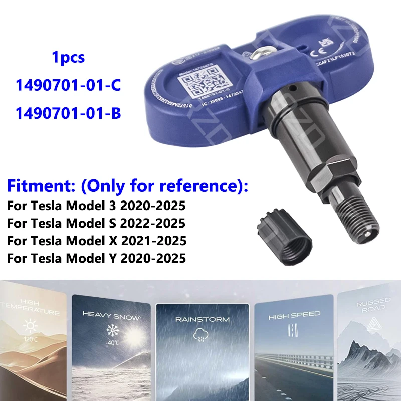 Подходит для Tesla Model 3 Y S X 2020-2025, датчики контроля давления в шинах, датчик BLE Bluetooth TPMS 1490701-01-C, заменяет 1490701-01-B