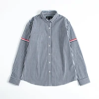 plaid tb style shirt for unisex girls small size elastic chaoyang lattice casual bf style shirt