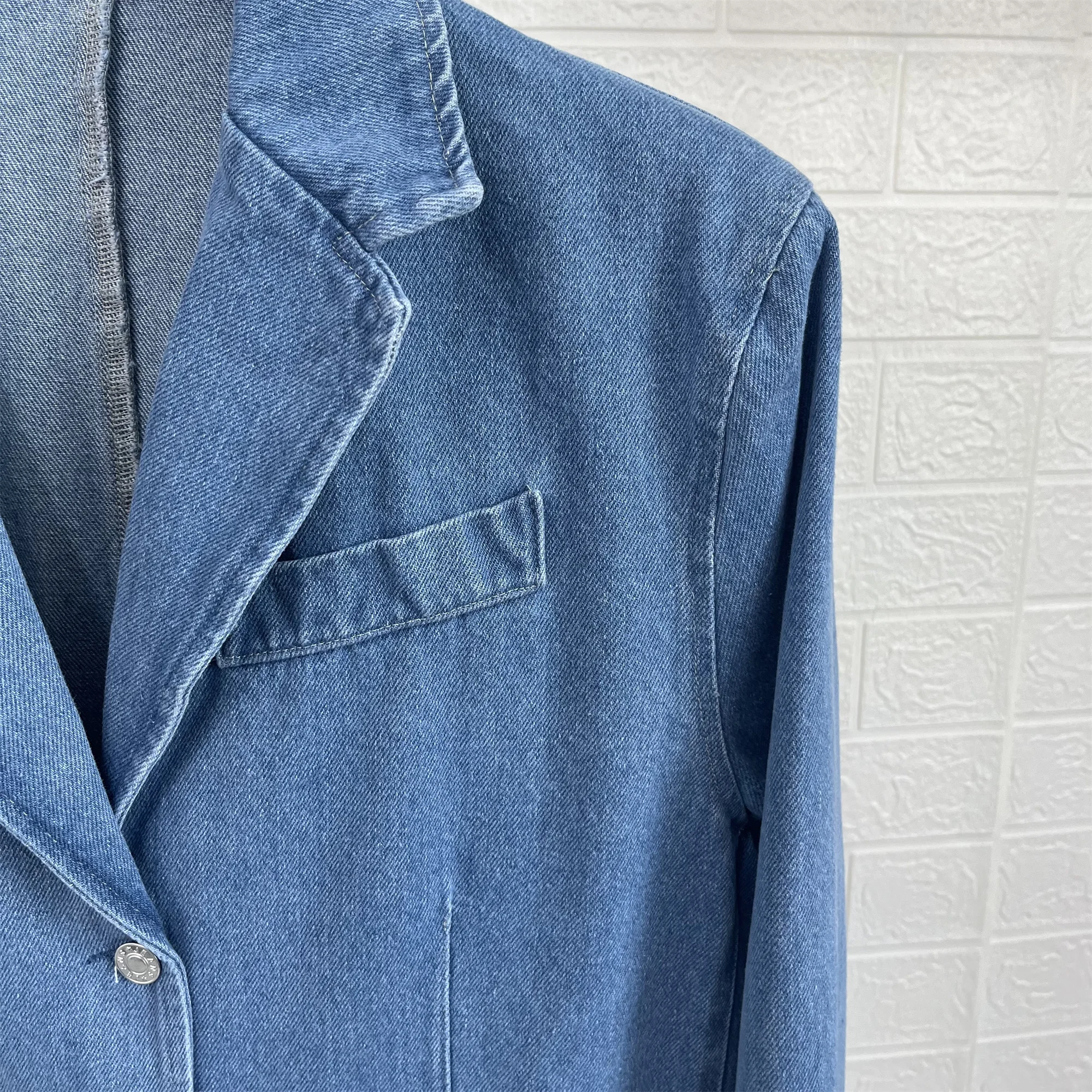 Женский джинсовый костюм Taop &amp Za универсальный жакет с отложным воротником