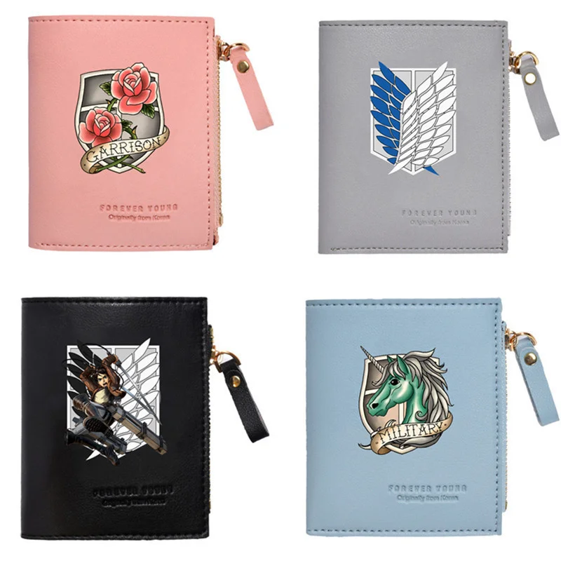 

Короткий холщовый кошелек из искусственной кожи с принтом «атака на Титанов»