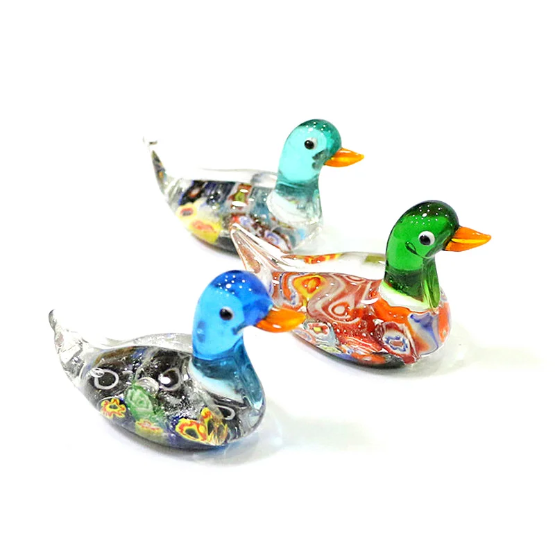 

Murano Glass Duck Figurine Ornaments Cute Animal Small Statue Easter Home Tabletop Decor Collection Xmas New Year Gifts for Kids