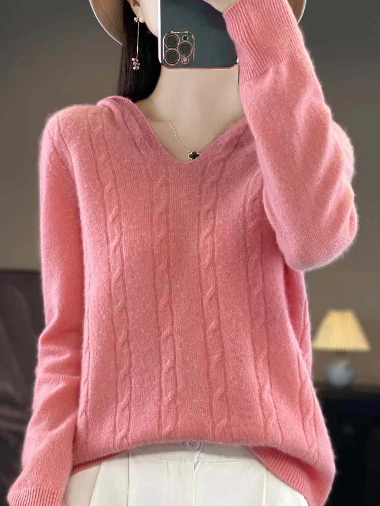 Женский свитер из 100% мериносовой шерсти на осень и зиму плотный пуловер с