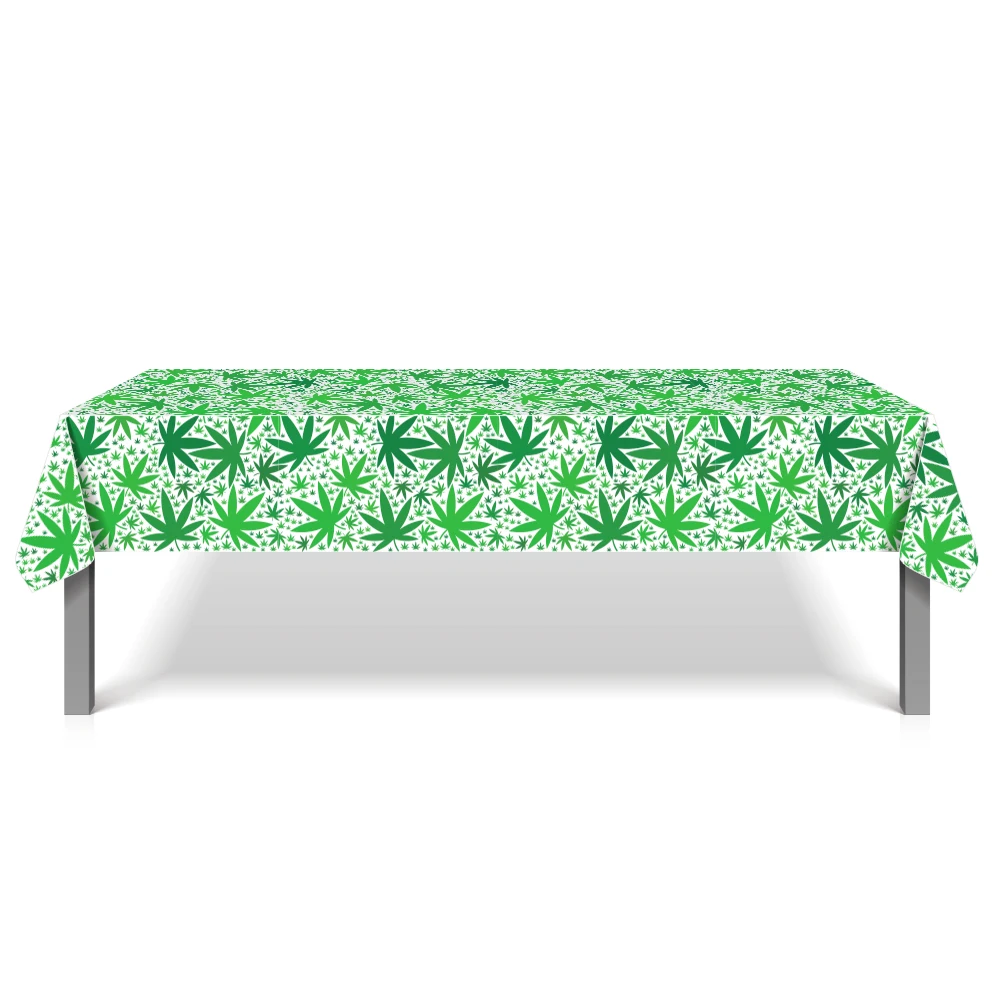 

130*220cm Hawaii Green Hemp Leaf Party Disposable Table Cover Supplies Kids Birthday Baby Shower Party Tablecloth Decoration