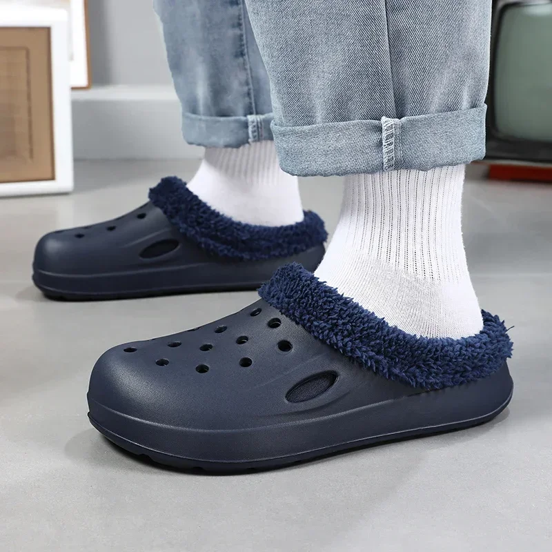 Мужские Зимние Тапочки Без Шнуровки Мягкие Нескользящие Домашние И Уличные