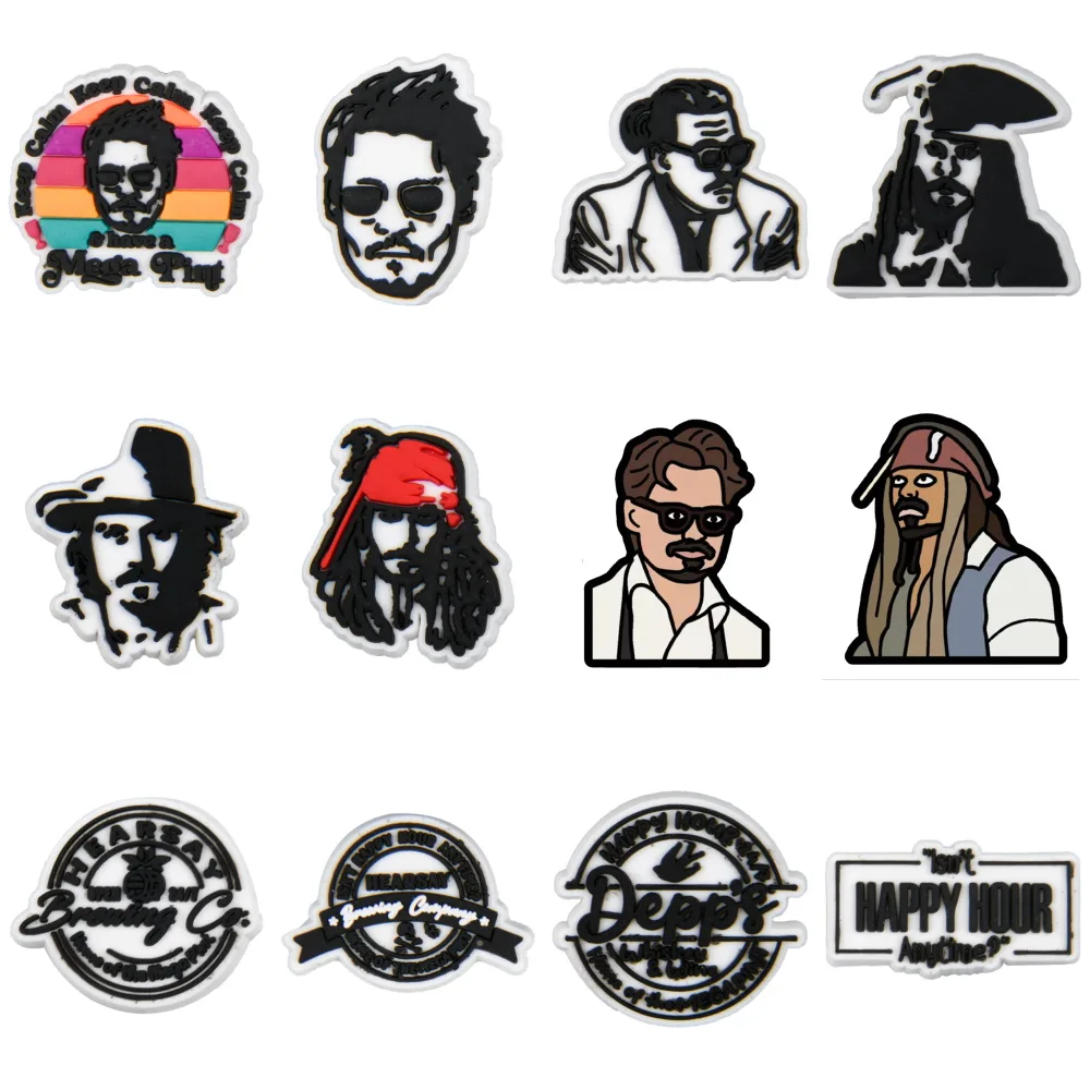 

New Arrival Johnny Depp Shoe Charms PVC Decorations for Croc Clogs Sandals Wristband Accessories Men Women Holiday Party Gifts