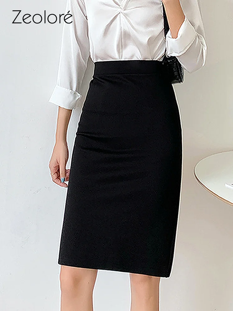 

Zeolore Fashion High Waist Office Lady Skirt Women Bodycon Long Skirts Elegant Pockets Plus Size Large Midi Pencil Skirt QT951