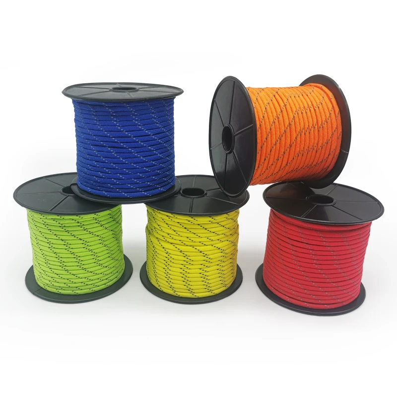 

Reflective Paracord 550 Cord 7 Strands 4mm Tent Rope Camping Survival Accesorios Warning Parachute Line Hiking Canopy Lanyard