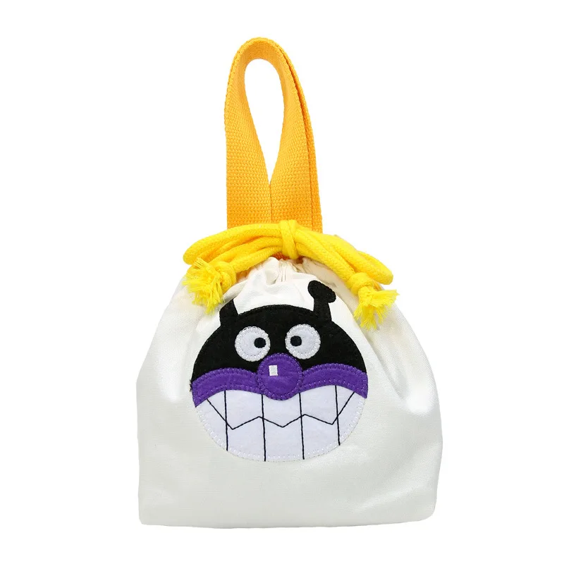 Anpanman Storage Bag Drawstring Beam Mouth Cartoon Student Simple Canvas Kettle Lunch Box Handbag Solid Color Snack Grocery Bag images - 6
