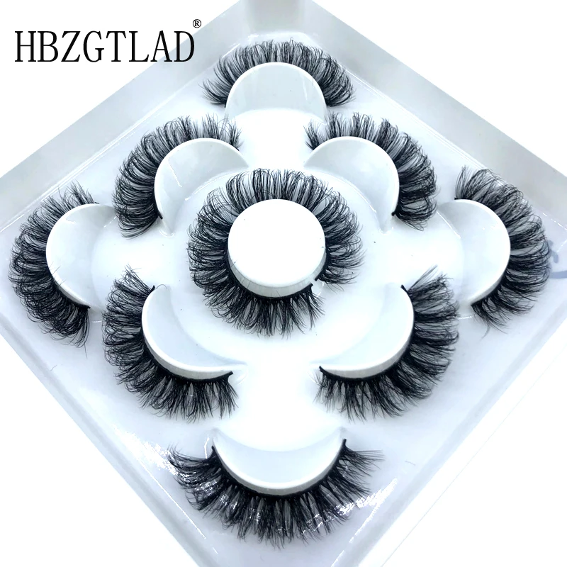 

HBZGTLAD New False Eyelashes Cat-Eye Fluffy Faux Mink Lashes 8D Wispy Lashes 5 Pairs Pack Dramatic Long Thick Volume Eyelashes