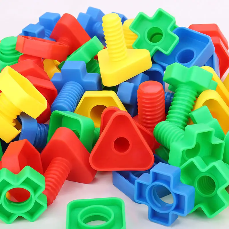 

Diy Cute Screw Building Blocks Plastic Insert Blocks Nut Shape Toys for Children Educational Toys Scale Models Free Shipping New