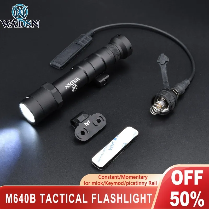 WADSN Airsoft M640B Tactical Flashlight Surefir M640B M640W M640U 600Lumen Scout Weapon Light for Mlok Keymod Rail