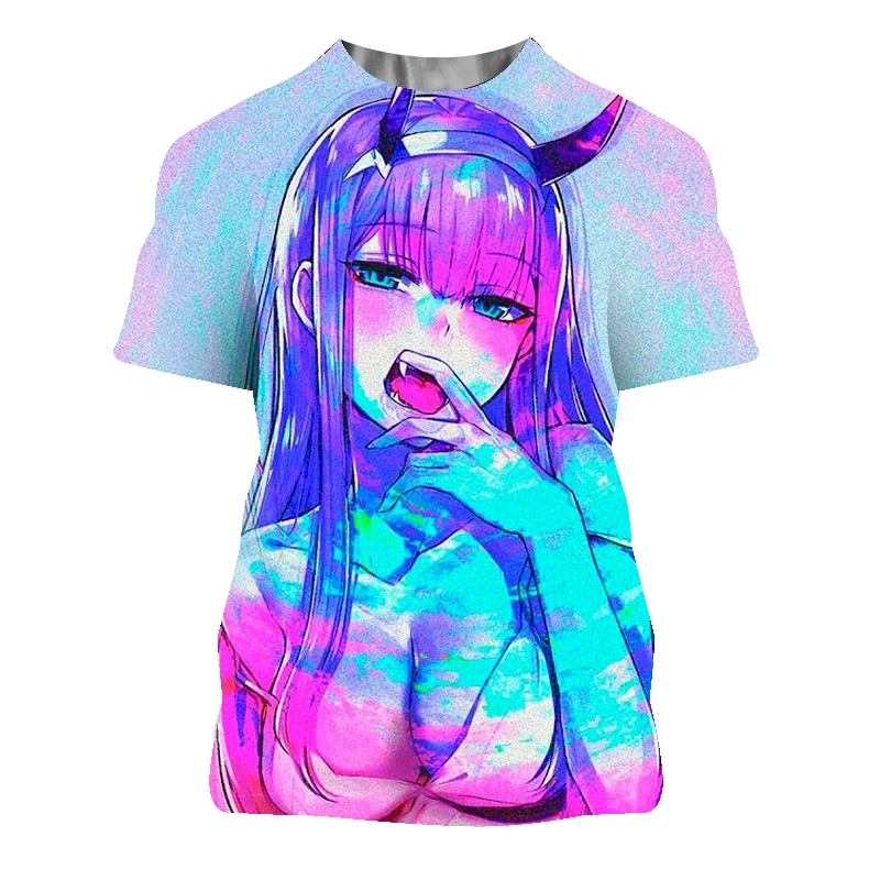 

Manga ZERO TWO T Shirt 3D Printed Hentai Sexy Lolita Anime Men Women's Bikini Vacation T-shirt Harajuku Fashion Tees y2k Tops