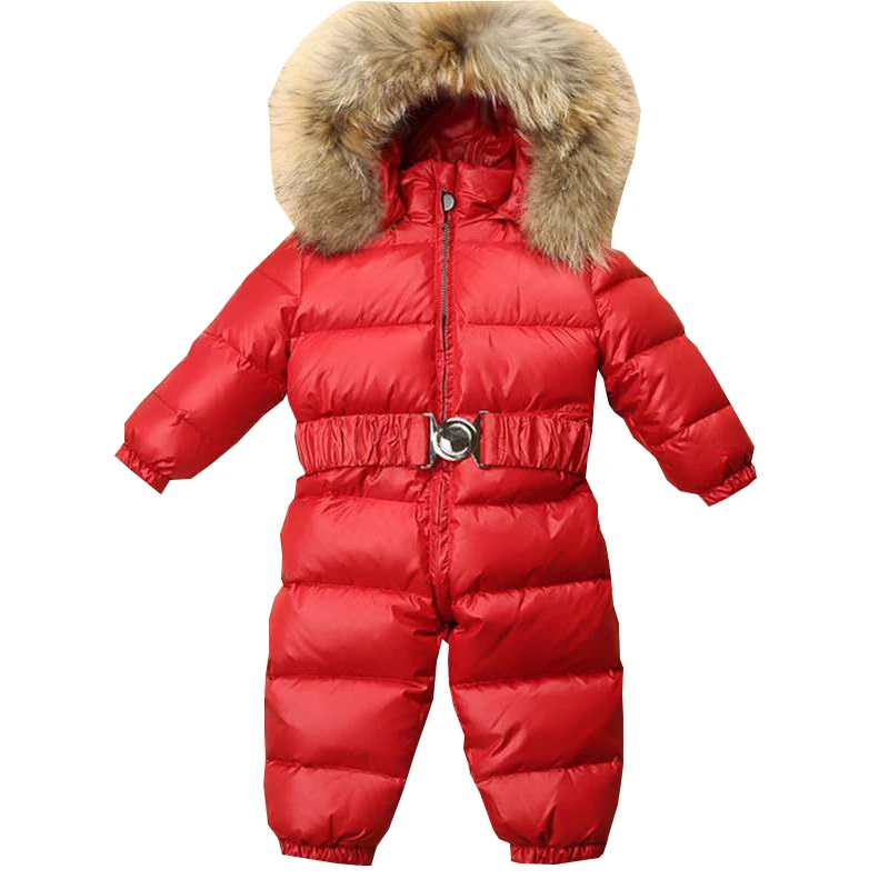 Russia Winter Snowsuit Duck Down Thicken Rompers Girls Winter Jacket Jumpsuit Baby Boys Girls Warm Hoodie Clothes Girls