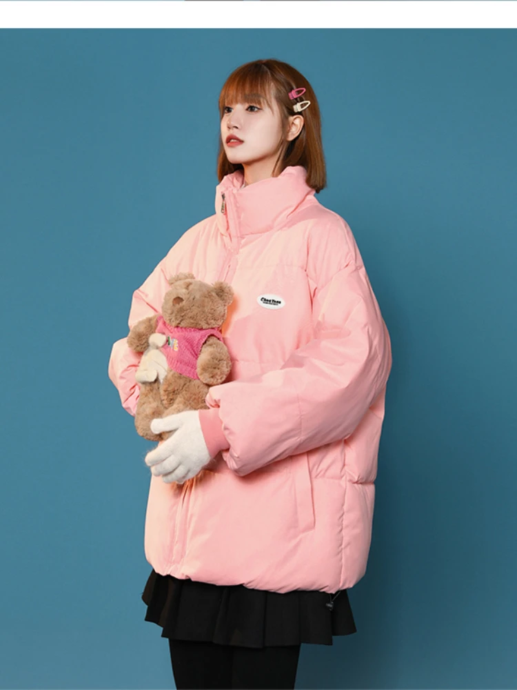 Winter Jackets Women Parkas 2022 New Snowsuit Fashion Long Sleeves Loose Korean Coats Solid Casual Female Bread Clothes