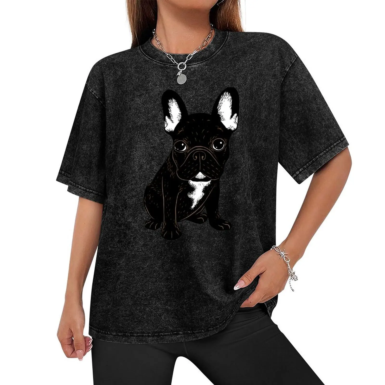 Футболка Brindle French Bulldog футболка большого размера с рисунком летний топ черные