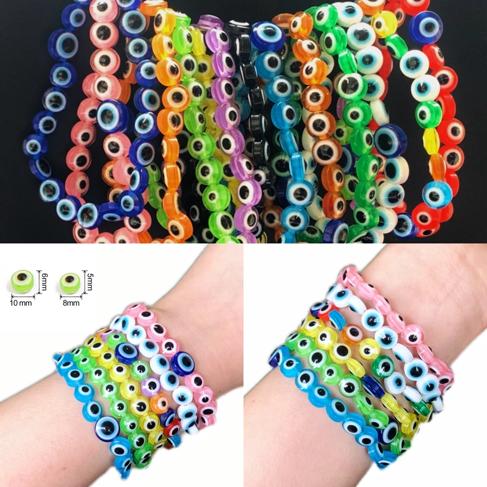 

12 шт./компл. красочные растягивающиеся бусины сглаза для женщин и мужчин ручной работы из смолы бусины счастливые друзья подарки очаровател...