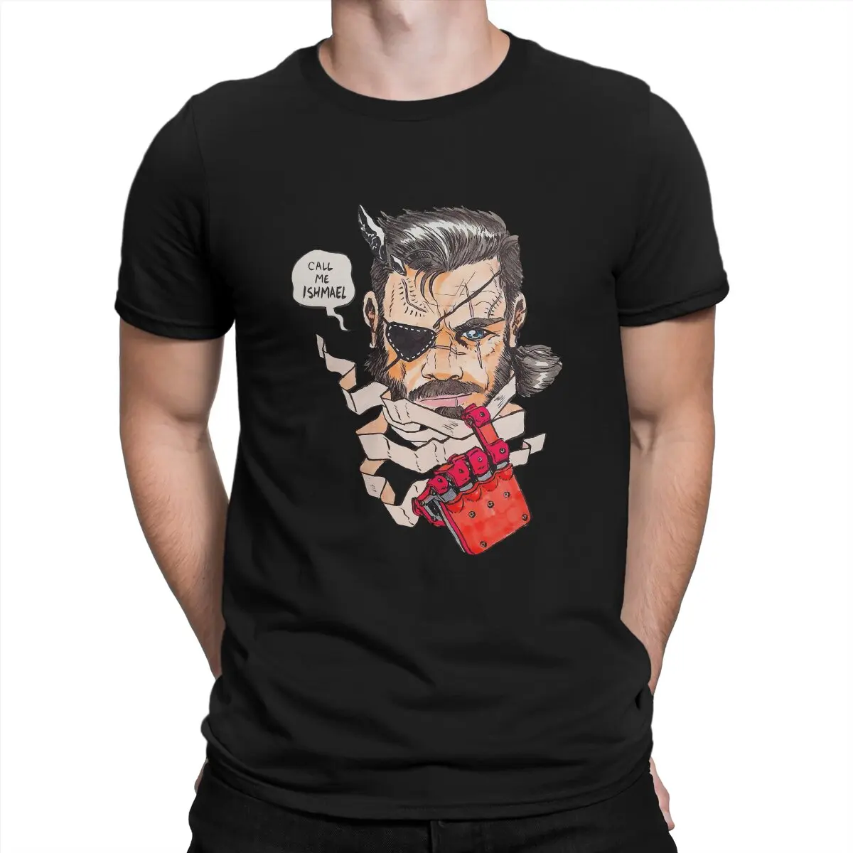 

Call Me I Mean Ishmael T-Shirts for Men Metal Gear Solid V The Phantom Pain Vintage Cotton Tees Round Collar T Shirt 6XL Tops