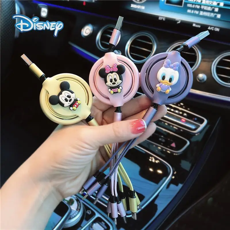 

Disney 3in1 Data USB Cable Fast Charger Car Charging Cable For iPhone Android Huawei Universal Telescopic Phone Data Lines