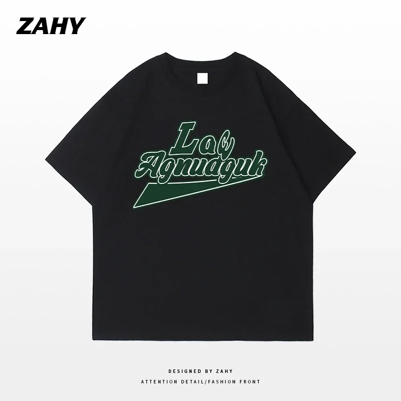 Мужская Тяжелая Хлопковая Футболка В Стиле Ретро С Английским Буквенным Принтом