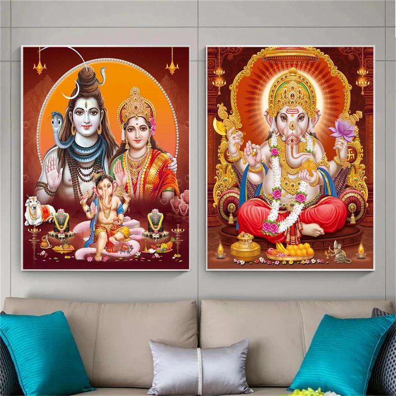 Постеры золотого цвета в виде храма Ганеша индийские индуистские постеры слон