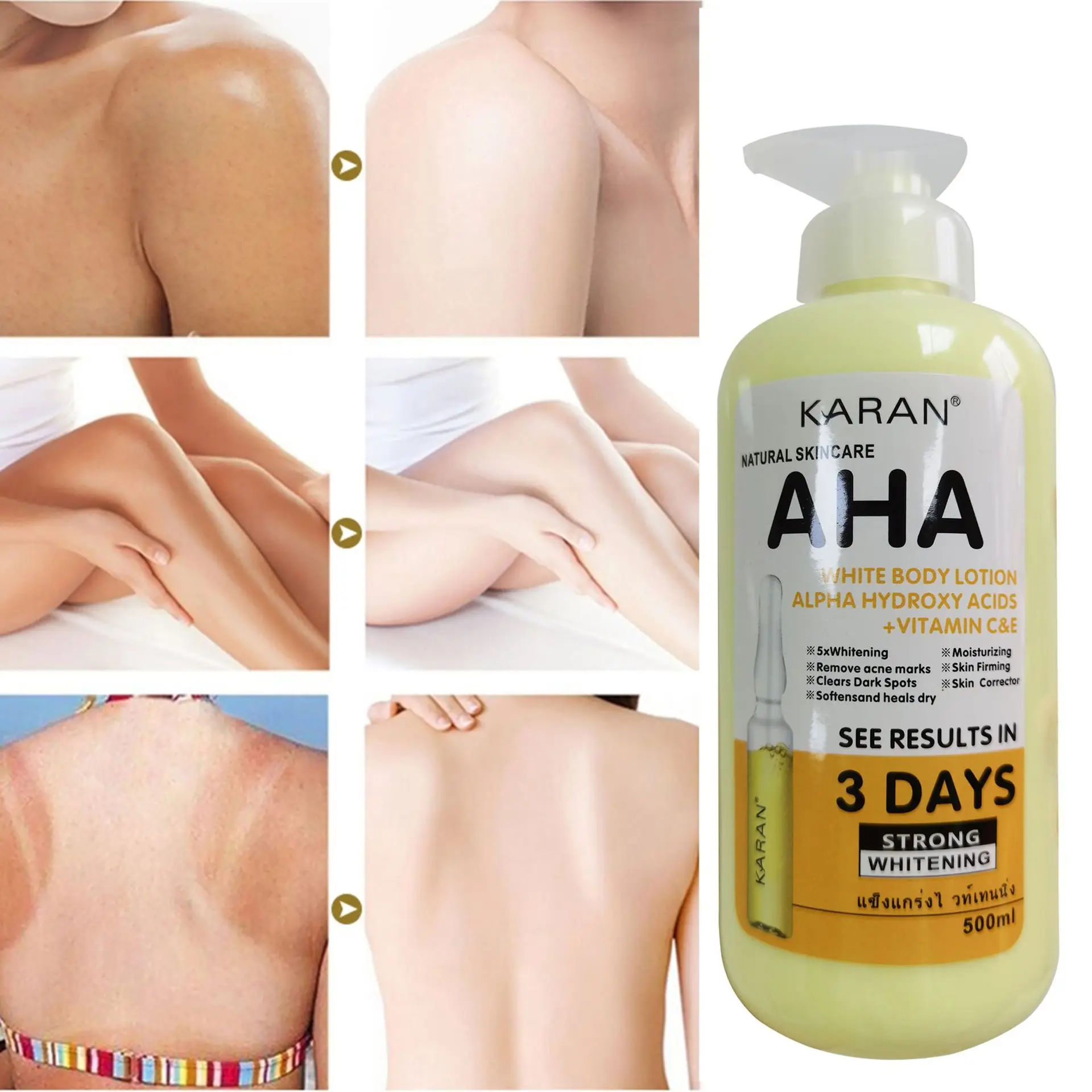 Whitening Lotion Alpha Hydroxy Acids + Vitamin C & E Skin Cream Brightening Skin Body Cream Moisturizing