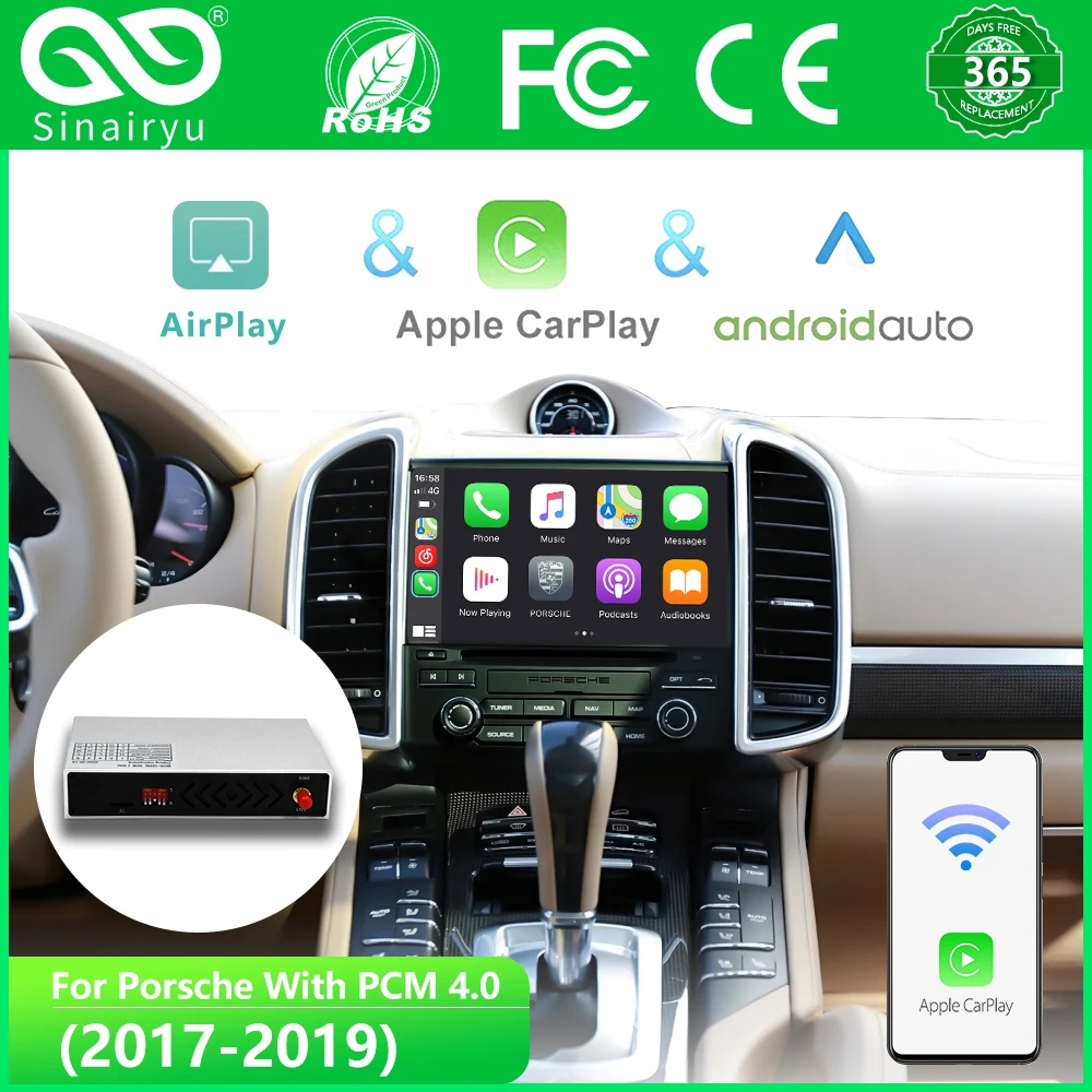 

Sinairyu Carplay Module For Porsche/Panamera/Cayenne/Macan/Cayman/Boxster 911 718 PCM 4.0 Android Auto AI Box Camera Multimedia