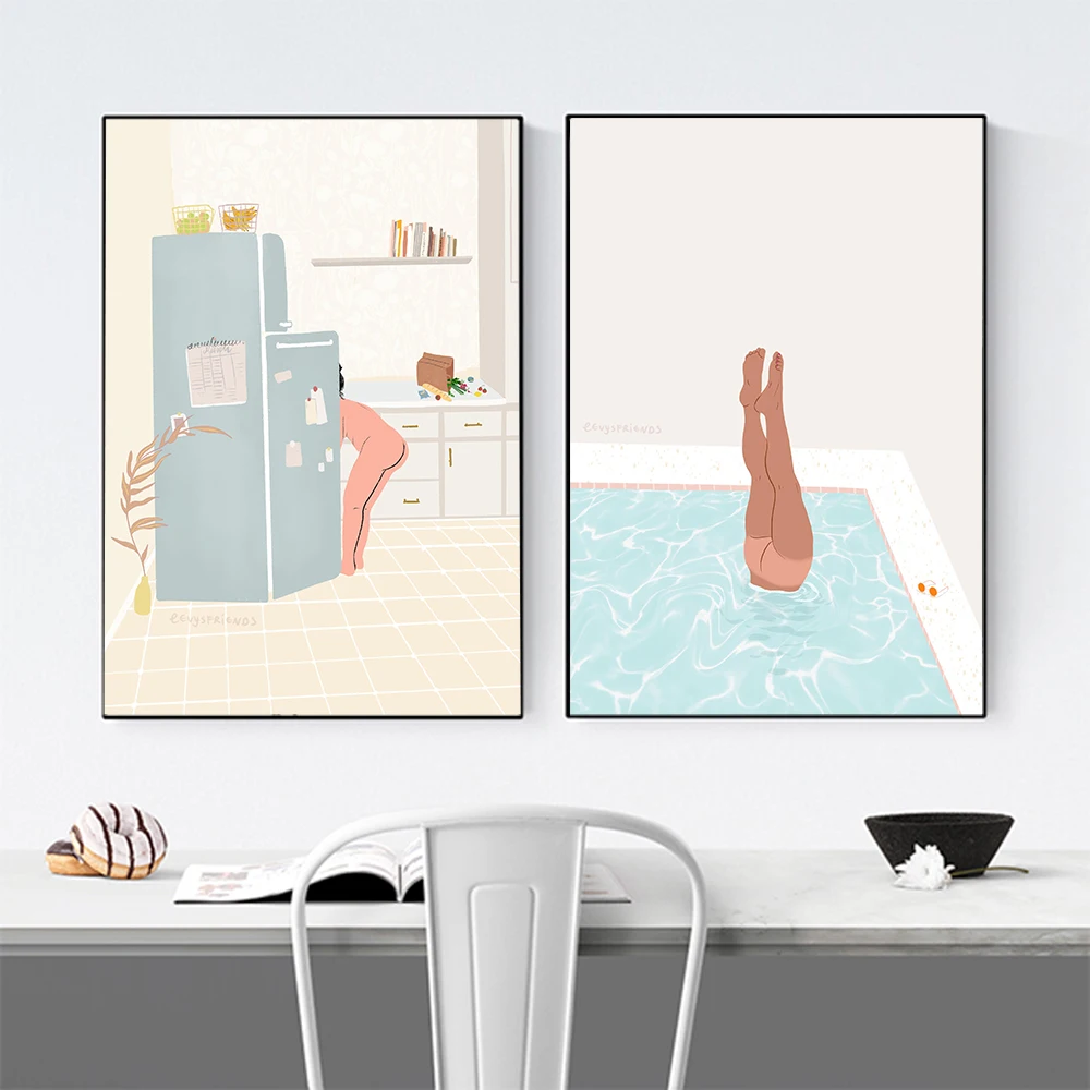 

Modern Poster Nude Woman Plant Aesthet Canvas Painting Feminist Art Print Funny Abstract Wall Picture For Living Room Home Decor