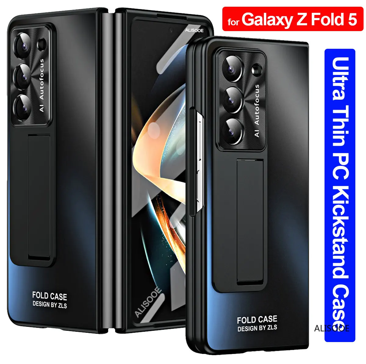 

Ультратонкий чехол-подставка для Samsung Galaxy Z, Складывающийся чехол 5 дюймов, чехол с передним экраном, стеклянным держателем, Защитный пластиковый чехол для Z Fold 5, чехол