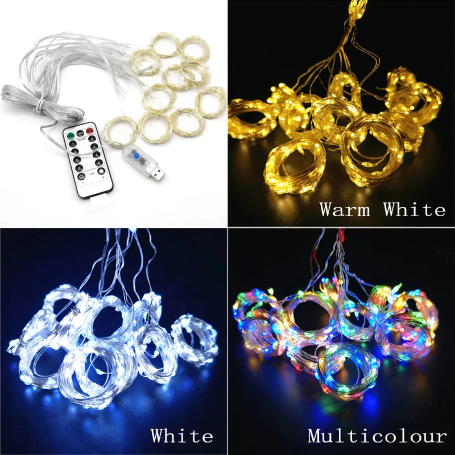 Гирлянда занавески светильники с дистанционным управлением 8 режимов USB гирлянды