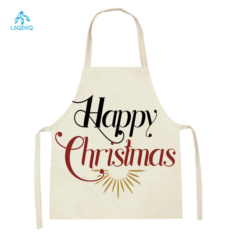 

Letters Pattern Apron for Women Men Kitchen Baking Accessories Sleeveless Linen Bibs Merry Christmas Home Cooking Aprons