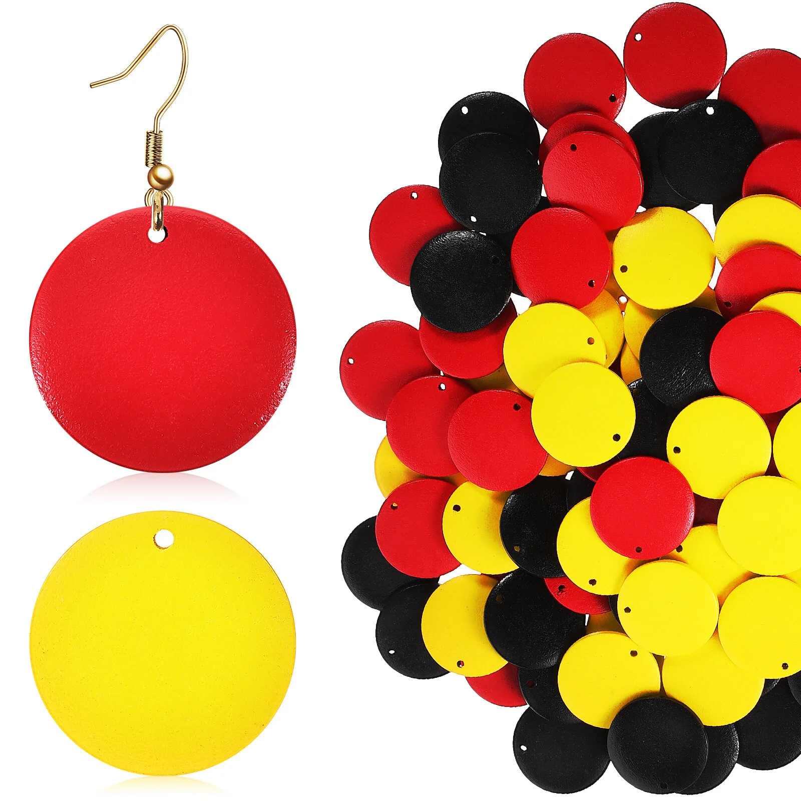 

100 Pcs Boho Choker Circle Earring Pendants DIY Wood Charms Self Made Materials