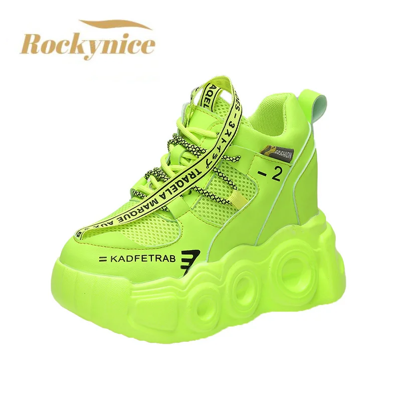 Женские сетчатые кроссовки дышащие на шнуровке массивная Вулканизированная