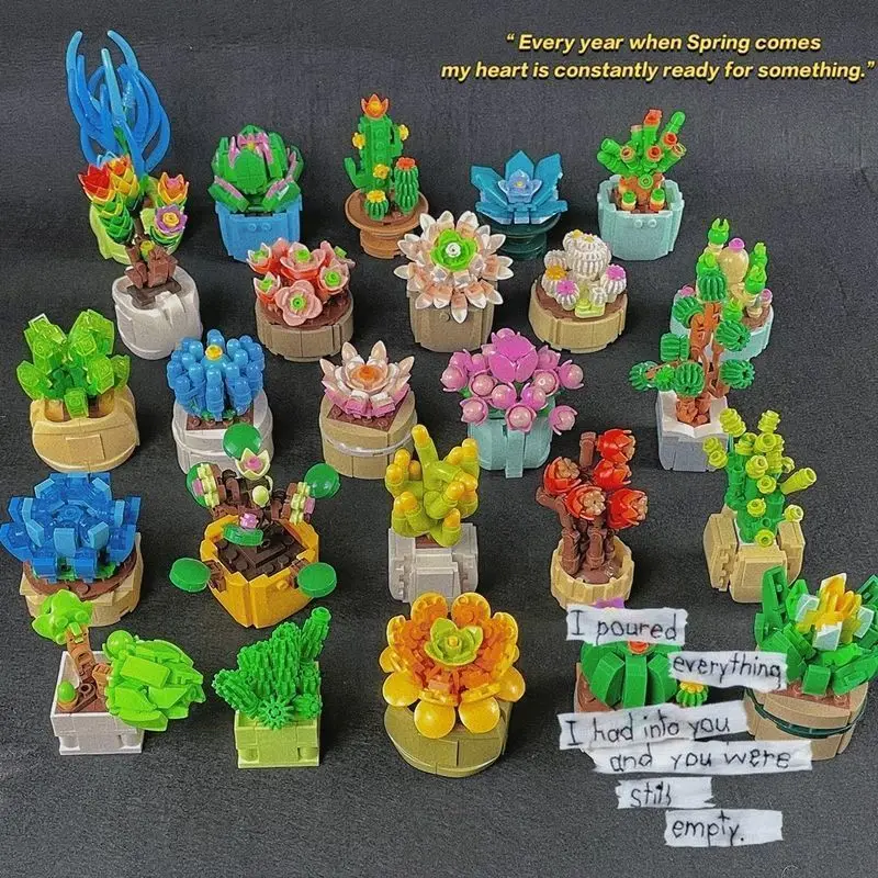 

Building Blocks Cherry Tree Granular Fleshy Potted Blind Box Xmas Gifts MOC Constructor set Educational Toys for Kids