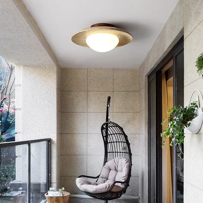 Nordic popular style household porch balcony ceiling light modern simple yellow cave stone corridor full spectrum lamps