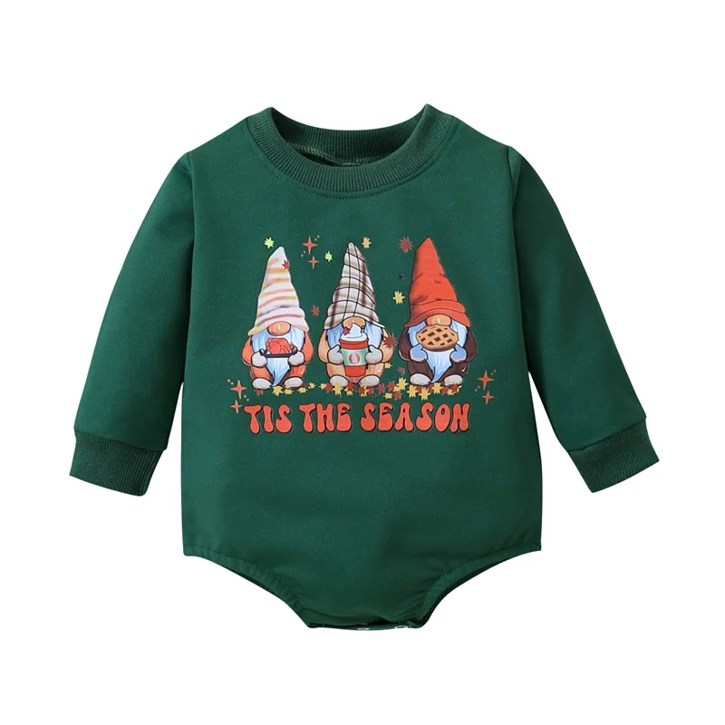 

Рождественский наряд для малышей, комбинезоны с буквенным принтом, повседневный комбинезон с круглым вырезом и длинными рукавами для новорожденных девочек и мальчиков