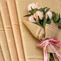 vintage double sided flowers gift wrapping kraft paper english newspaper roll diy craft package book cover packing material