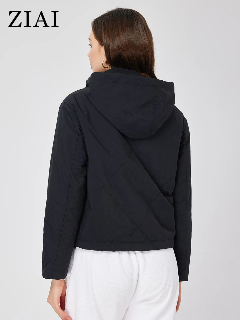 ZIAI 2023 Demi-season jacket for women Short Hooded removable Zip Casual Thin Cotton coat fashion Women's spring jacket ZM-20381