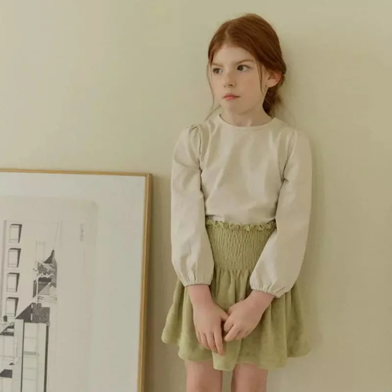 

French Style Autumn Winter Baby Girls Shirts Yellow Purple Round Neck Puff Sleeves Undershirts Kids Tops Tees