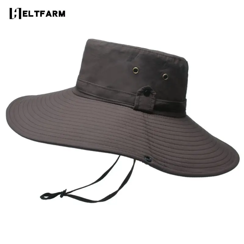 

2022 New Fashion Summer Bucket Hat Cowboy Men Outdoor Fishing Hiking Beach Hats Mesh Breathable Large Wide Brim Anti UV Sun Cap