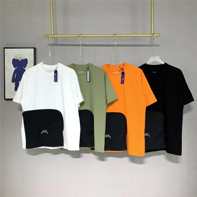 

Модная мужская футболка с отделением для карт 2023ss, Мужская футболка с холодной стеной, Женские повседневные футболки с передними черными ка...