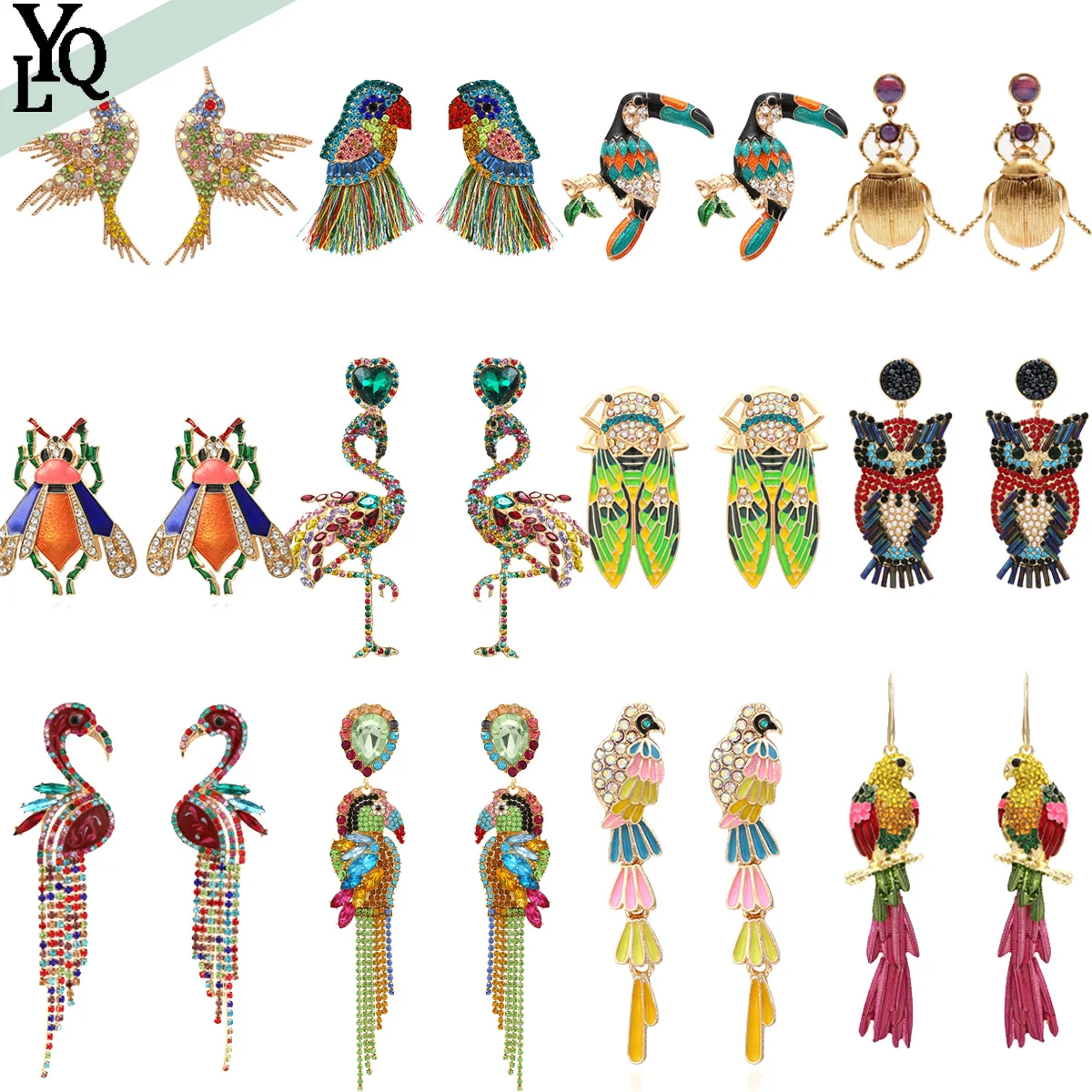 

ZA2022 New Metal Beetle Insect Big-billed Bird Tassel Earrings Vintage Earrings, Suitable for Women Jewelry Travel Party