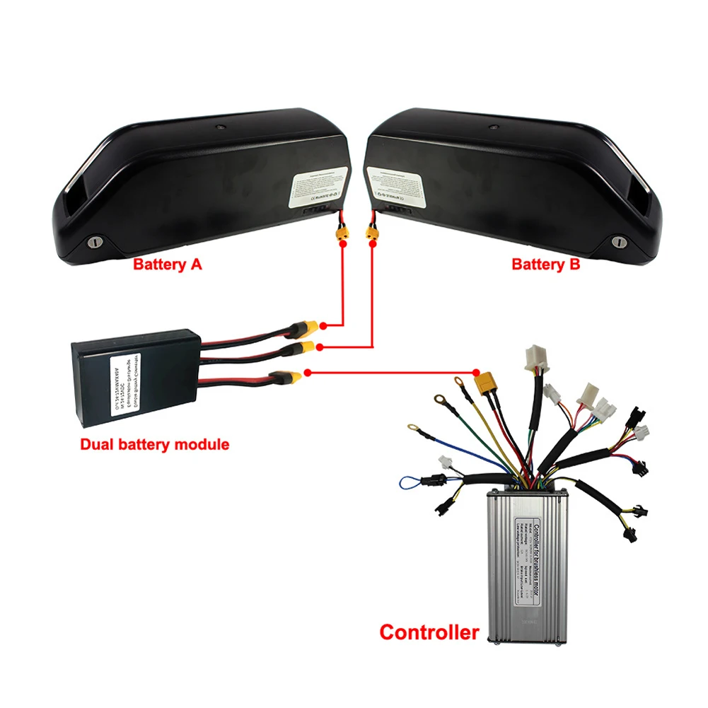 

Ebike Dual Battery Connection Adapter Switcher Module Increase Battery Capacity Used For 2 Battery In Parallel Double Capacity