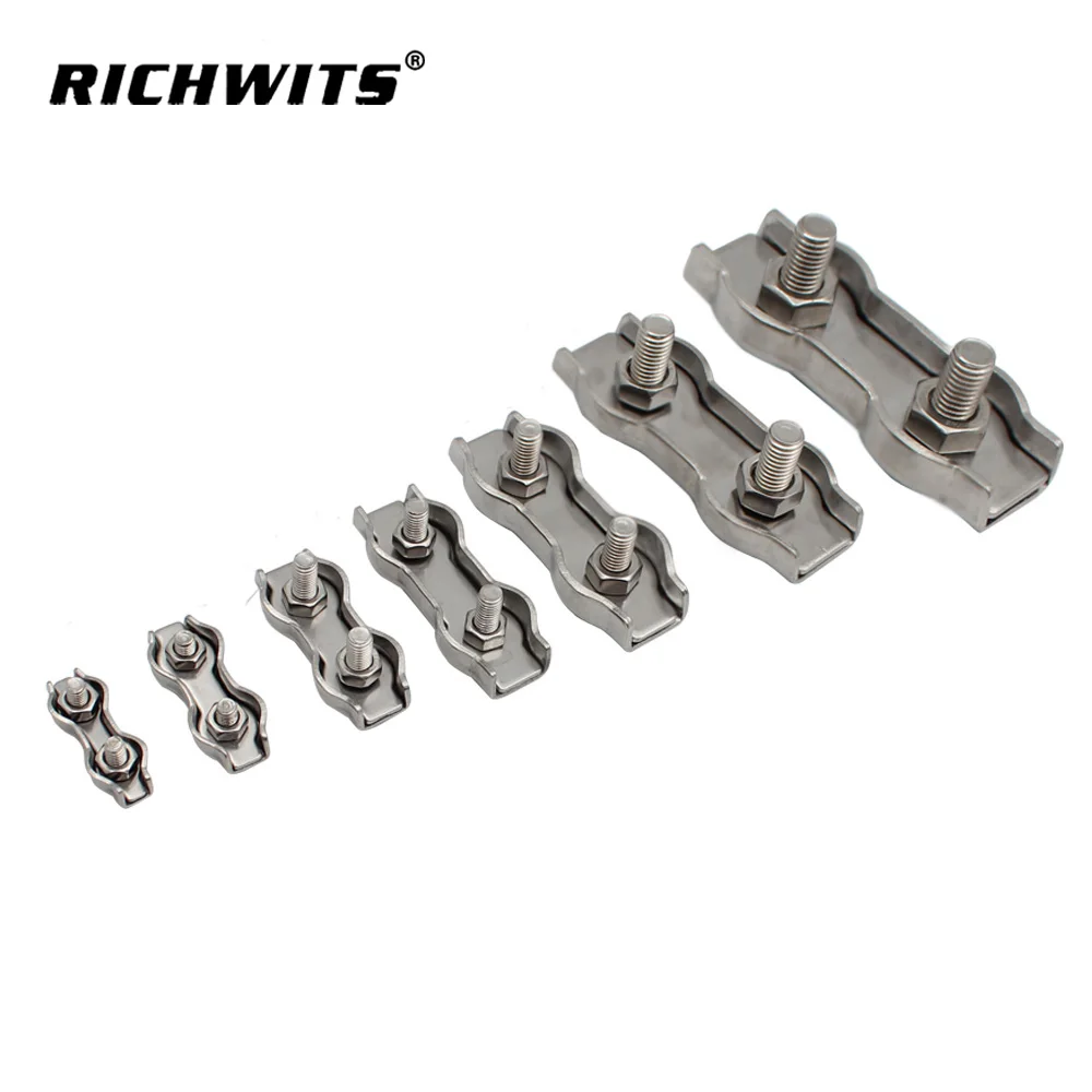 

304 Stainless Steel Wire Rope Clip Simple Grip Cassette Duplex Clip M2/M3/M4/M5/M6/M8/M10 Cable Clamps Caliper Rigging Hardware