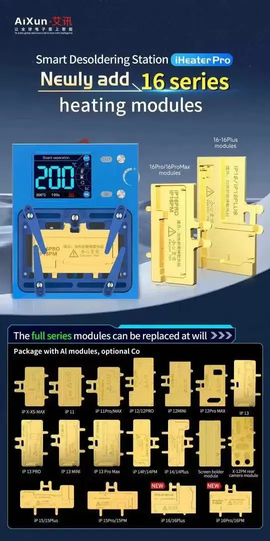 Фото Станция для распайки Aixun iHeater Pro для X 11, 12, 13, 14, 15, 16 мА, чип материнской платы, многослойный ремонтный стол предварительного нагрева №2