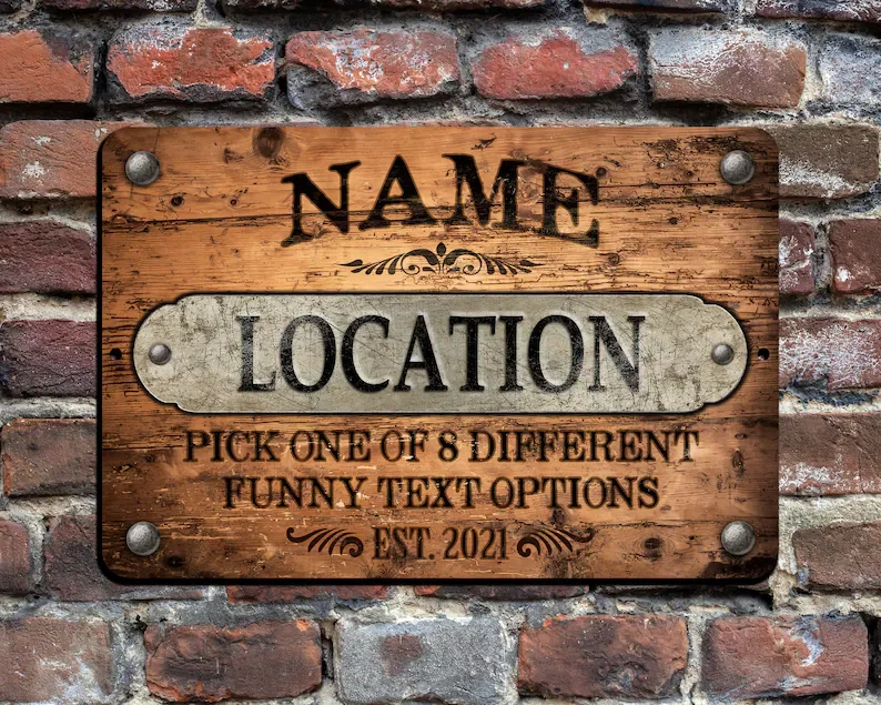 

Personalized Old Wood Look Vintage Sign