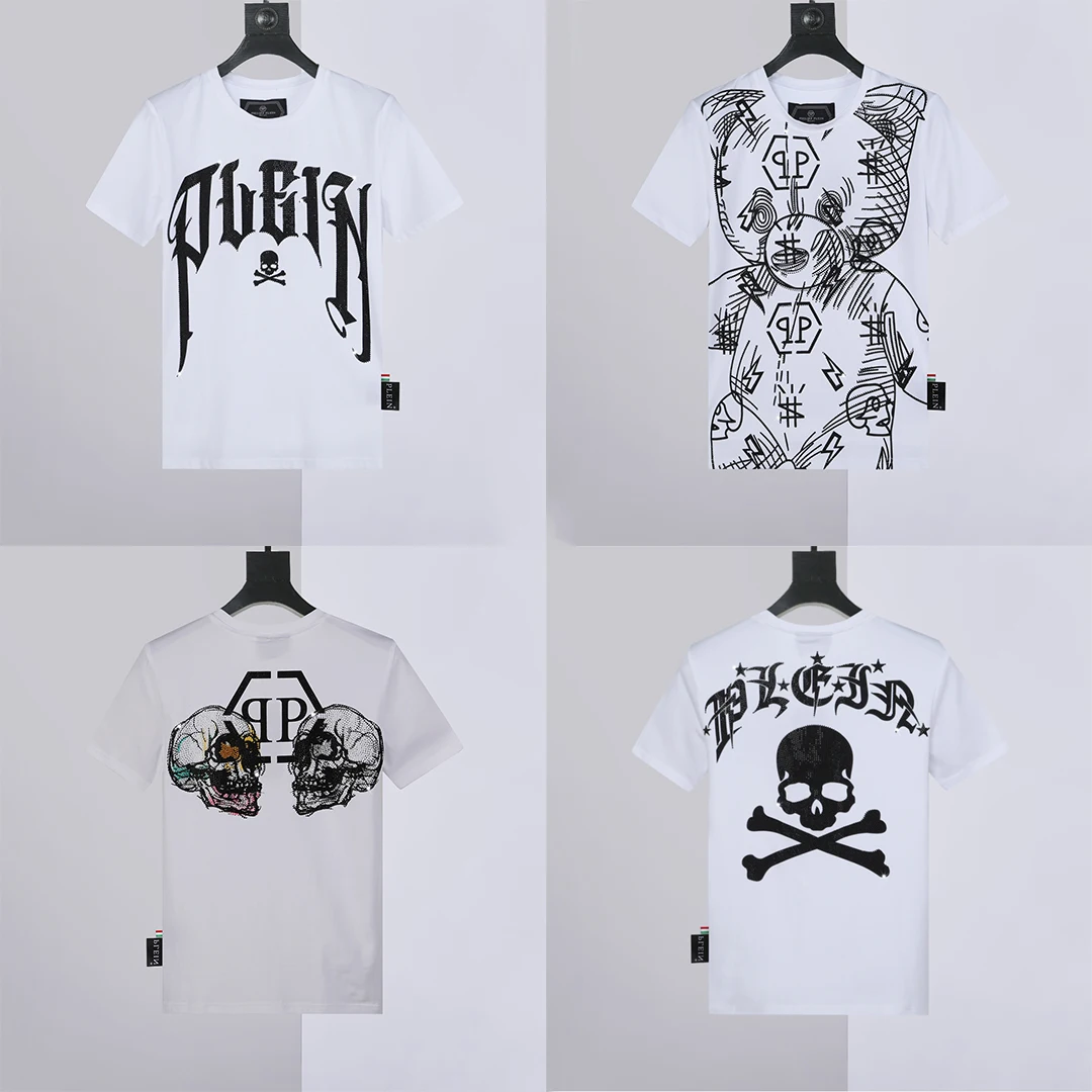 

2023 New Style QP Philipps Skull T-Shirt Skull Diamond Punk Short Sleeve Men Hip Hop Street Gothic Tshirt Plein Stainless Steel