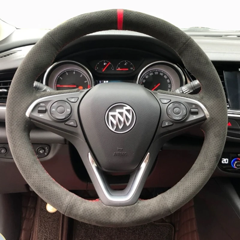 

For Buick Envision 2014 2015 2016 2017 Hand-stitched Non-slip high quality suede car Steering Wheel Cover
