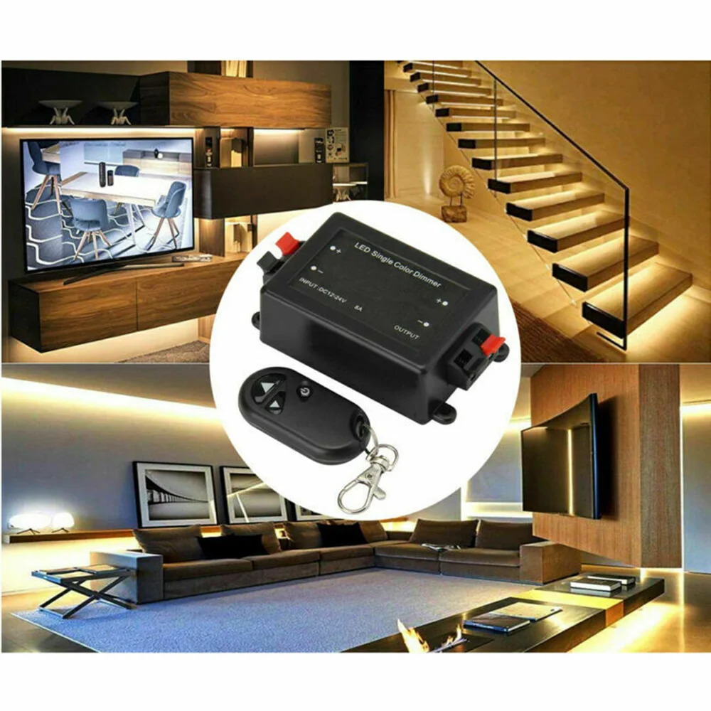 

New 12V-24V/8A Wireless RF Remote Controller Dimmer Switch For LED Strip Light LED Single Color RF Dimmer