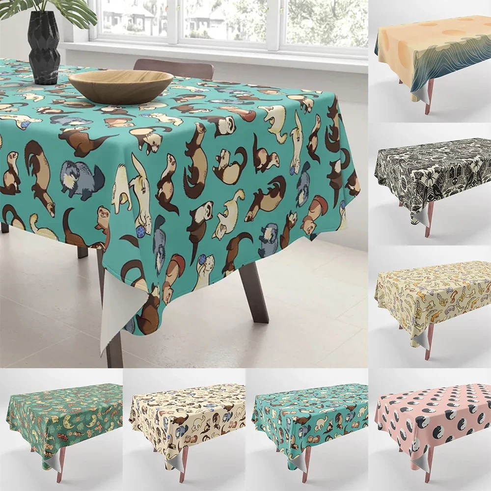 Скатерть с мультяшным животным принтом домашний декор прямоугольная вечерние